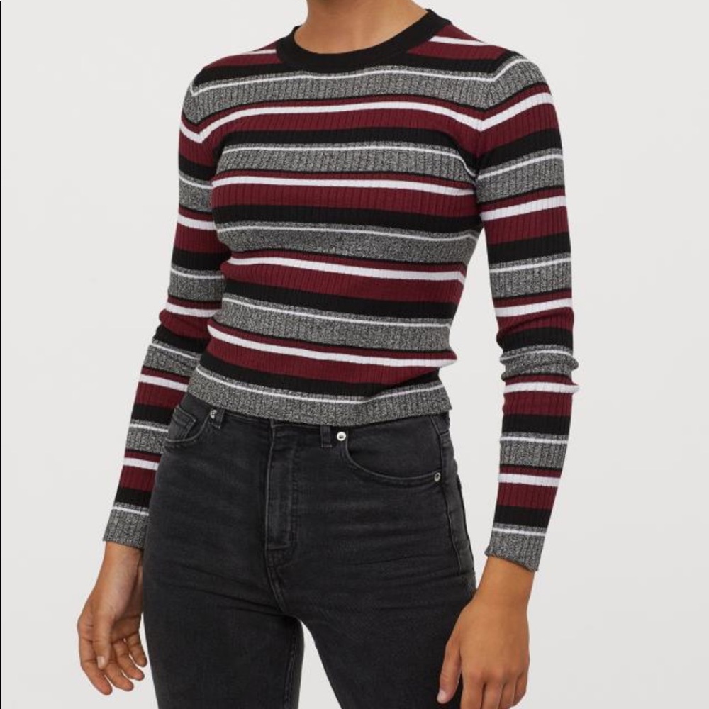 H&M Ribbed Knit Stripped Top